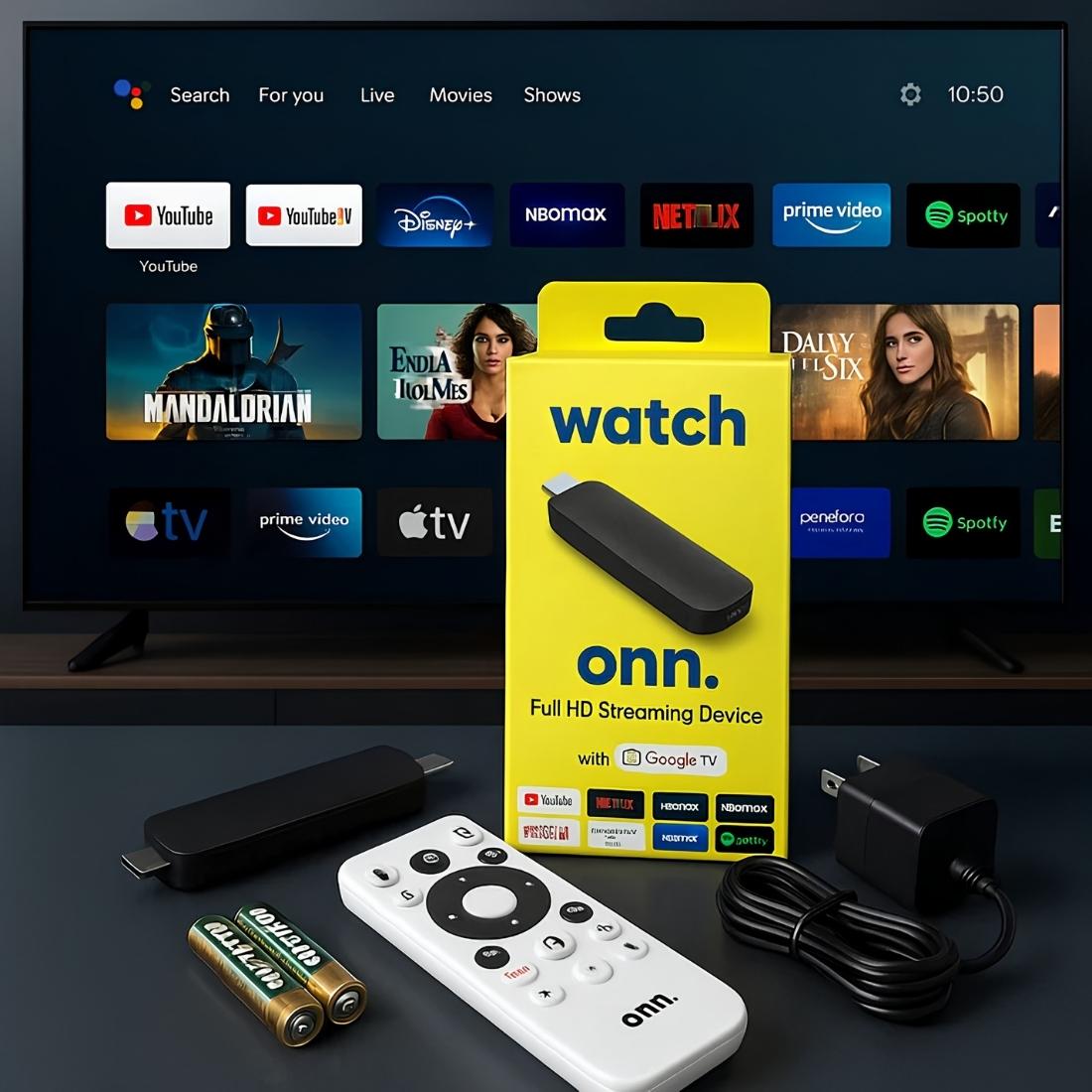 Tv Box Watch Onn 4K Ultra HD Google TV Control Voz