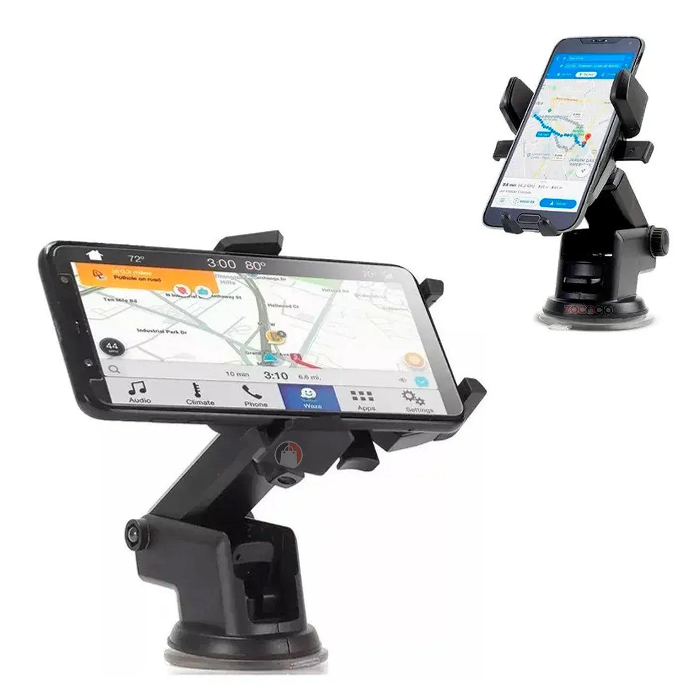 Soporte universal para auto con succión, ideal para GPS y teléfono móvil, compatible con navegación y apps